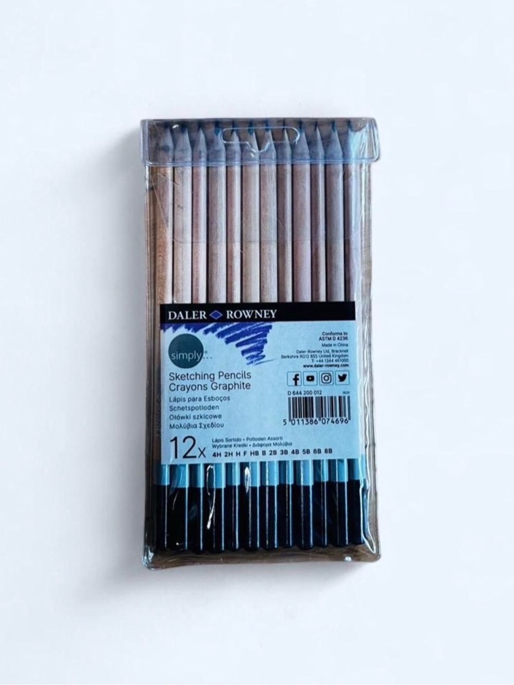 Simply Sketching Graphite Pencils - Blue & Natural (12-Pack)